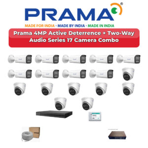 Prama 17 Camera 4MP IP CCTV Combo Kit | Active Deterrence + Two-Way Audio | 32CH NVR | 1×4TB + 1×2TB HDD