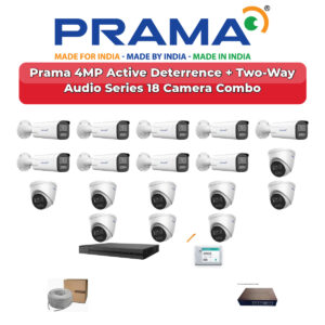 Prama 18 Camera 4MP IP CCTV Combo Kit | Active Deterrence + Two-Way Audio | 32CH NVR | 1×4TB + 1×2TB HDD
