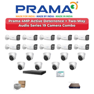 Prama 19 Camera 4MP IP CCTV Combo Kit | Active Deterrence + Two-Way Audio | 32CH NVR | 1×4TB + 1×2TB HDD