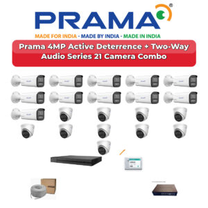 Prama 21 Camera 4MP IP CCTV Combo Kit | Active Deterrence + Two-Way Audio | 32CH NVR | 2×4TB HDD