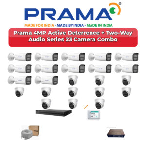 Prama 23 Camera 4MP IP CCTV Combo Kit | Active Deterrence + Two-Way Audio | 32CH NVR | 2×4TB HDD