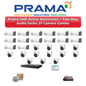 Prama 27 Camera 4MP IP CCTV Combo Kit | Active Deterrence + Two-Way Audio | 32CH NVR | 1×4TB + 1×6TB HDD