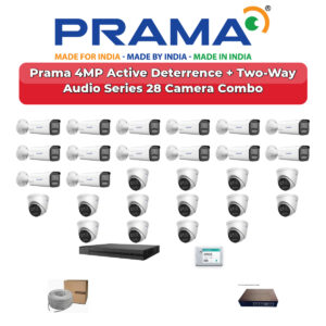 Prama 28 Camera 4MP IP CCTV Combo Kit | Active Deterrence + Two-Way Audio | 32CH NVR | 1×4TB + 1×6TB HDD
