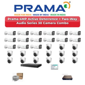 Prama 30 Camera 4MP IP CCTV Combo Kit | Active Deterrence + Two-Way Audio | 32CH NVR | 2×6TB HDD