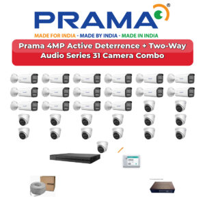 Prama 31 Camera 4MP IP CCTV Combo Kit | Active Deterrence + Two-Way Audio | 32CH NVR | 2×6TB HDD