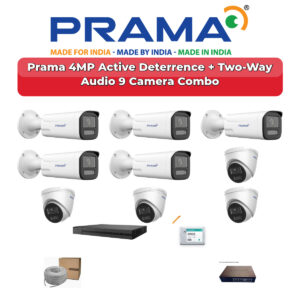 Prama 9 Camera 4MP IP CCTV Combo Kit | Active Deterrence + Two-Way Audio | 16CH NVR | 2TB HDD