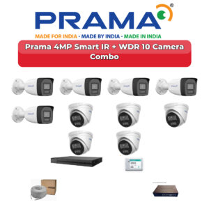 Prama 10 Camera 4MP IP CCTV Combo Kit | Smart IR + WDR | 16CH NVR | 2TB HDD