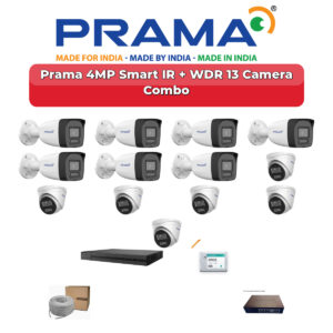 Prama 13 Camera 4MP IP CCTV Combo Kit | Smart IR + WDR | 16CH NVR | 4TB HDD
