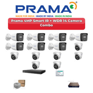 Prama 14 Camera 4MP IP CCTV Combo Kit | Smart IR + WDR | 16CH NVR | 4TB HDD