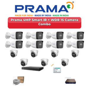 Prama 15 Camera 4MP IP CCTV Combo Kit | Smart IR + WDR | 16CH NVR | 4TB HDD