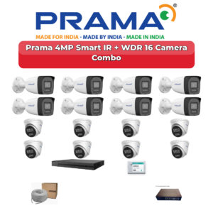 Prama 16 Camera 4MP IP CCTV Combo Kit | Smart IR + WDR | 16CH NVR | 4TB HDD
