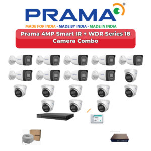 Prama 18 Camera 4MP IP CCTV Combo Kit | Smart IR + WDR | 32CH NVR | 1×4TB + 1×2TB HDD