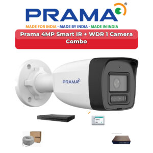 Prama 1 Camera 4MP IP CCTV Combo Kit | Smart IR + WDR | 4CH NVR | 500GB HDD