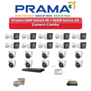 Prama 20 Camera 4MP IP CCTV Combo Kit | Smart IR + WDR | 32CH NVR | 1×4TB + 1×2TB HDD