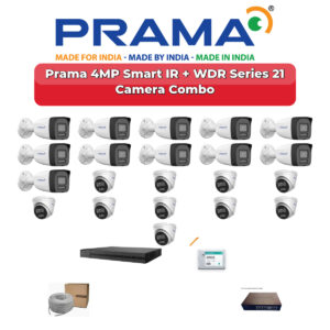 Prama 21 Camera 4MP IP CCTV Combo Kit | Smart IR + WDR | 32CH NVR | 2×4TB HDD