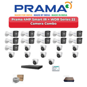 Prama 22 Camera 4MP IP CCTV Combo Kit | Smart IR + WDR | 32CH NVR | 2×4TB HDD