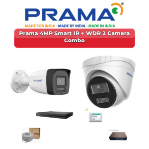 Prama 2 Camera 4MP IP CCTV Combo Kit | Smart IR + WDR | 4CH NVR | 500GB HDD