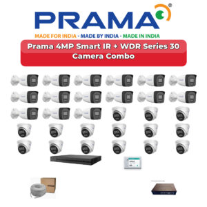 Prama 30 Camera 4MP IP CCTV Combo Kit | Smart IR + WDR | 32CH NVR | 2×6TB HDD