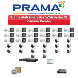 Prama 32 Camera 4MP IP CCTV Combo Kit | Smart IR + WDR | 32CH NVR | 2×6TB HDD