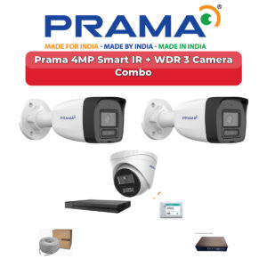 Prama 3 Camera 4MP IP CCTV Combo Kit | Smart IR + WDR | 4CH NVR | 500GB HDD