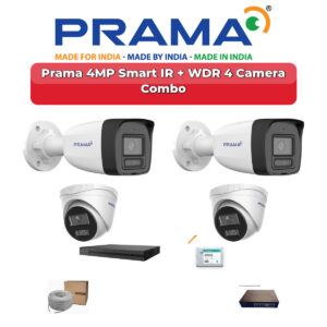 Prama 4 Camera 4MP IP CCTV Combo Kit | Smart IR + WDR | 4CH NVR | 500GB HDD