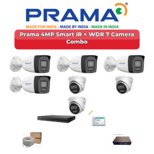 Prama 7 Camera 4MP IP CCTV Combo Kit | Smart IR + WDR | 8CH NVR | 1TB HDD