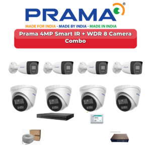 Prama 8 Camera 4MP IP CCTV Combo Kit | Smart IR + WDR | 8CH NVR | 1TB HDD