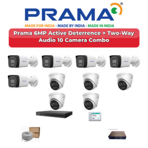Prama 10 Camera 6MP IP CCTV Combo Kit | Active Deterrence + Two-Way Audio | 16CH NVR | 2TB HDD