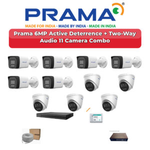 Prama 11 Camera 6MP IP CCTV Combo Kit | Active Deterrence + Two-Way Audio | 16CH NVR | 2TB HDD