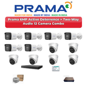 Prama 12 Camera 6MP IP CCTV Combo Kit | Active Deterrence + Two-Way Audio | 16CH NVR | 2TB HDD