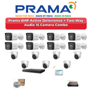 Prama 15 Camera 6MP IP CCTV Combo Kit | Active Deterrence + Two-Way Audio | 16CH NVR | 4TB HDD