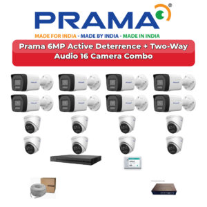 Prama 16 Camera 6MP IP CCTV Combo Kit | Active Deterrence + Two-Way Audio | 16CH NVR | 4TB HDD