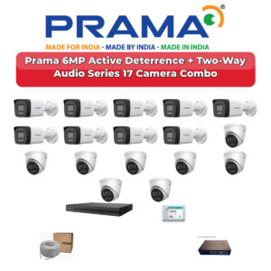 Prama 17 Camera 6MP IP CCTV Combo Kit | Active Deterrence + Two-Way Audio | 32CH NVR | 1×4TB + 1×2TB HDD