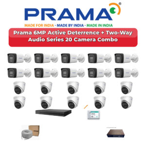 Prama 20 Camera 6MP IP CCTV Combo Kit | Active Deterrence + Two-Way Audio | 32CH NVR | 1×4TB + 1×2TB HDD