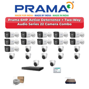 Prama 22 Camera 6MP IP CCTV Combo Kit | Active Deterrence + Two-Way Audio | 32CH NVR | 2×4TB HDD