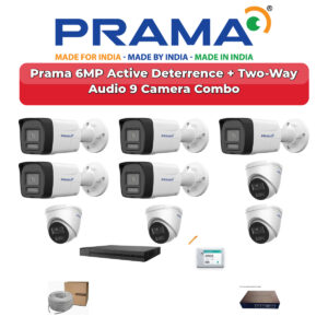 Prama 9 Camera 6MP IP CCTV Combo Kit | Active Deterrence + Two-Way Audio | 16CH NVR | 2TB HDD