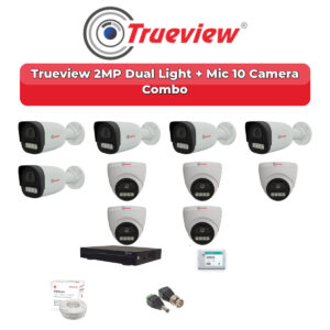 Trueview 10 Camera 2MP HD CCTV Combo Kit | Dual Light + Mic | 16CH XVR / DVR | 2TB HDD