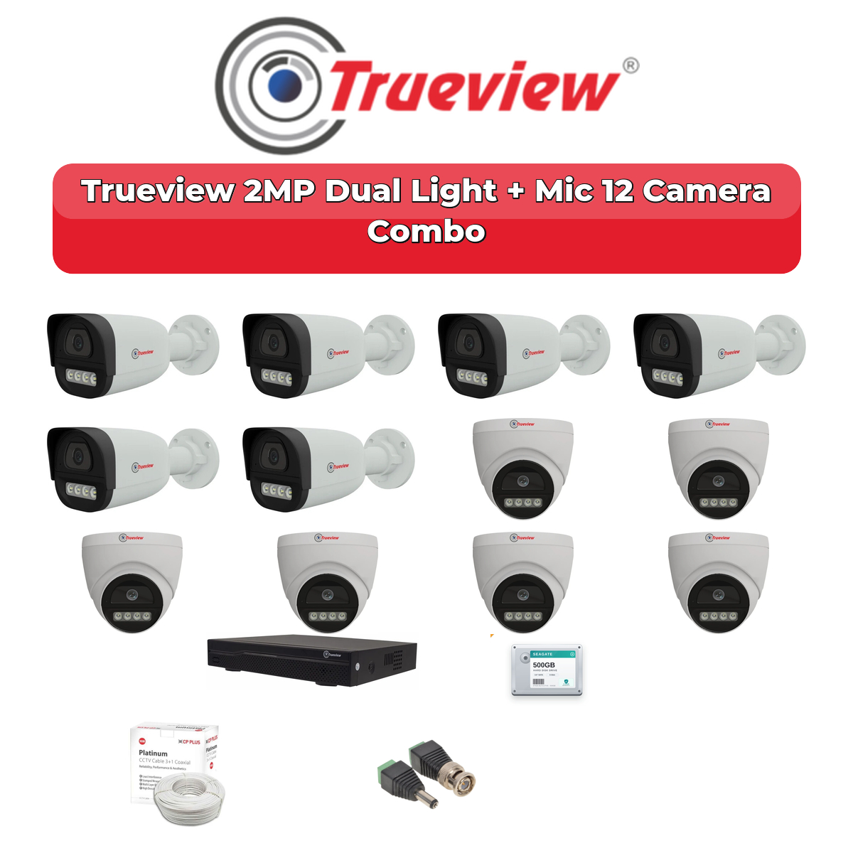 Trueview 12 Camera 2MP HD CCTV Combo Kit | Dual Light + Mic | 16CH XVR / DVR | 2TB HDD 1 Trueview 12 Camera 2MP HD CCTV Combo Kit | Dual Light + Mic | 16CH XVR / DVR | 2TB HDD