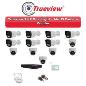 Trueview 13 Camera 2MP HD CCTV Combo Kit | Dual Light + Mic | 16CH XVR / DVR | 4TB HDD