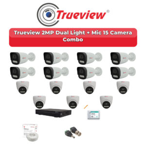 Trueview 15 Camera 2MP HD CCTV Combo Kit | Dual Light + Mic | 16CH XVR / DVR | 4TB HDD