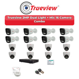 Trueview 16 Camera 2MP HD CCTV Combo Kit | Dual Light + Mic | 16CH XVR / DVR | 4TB HDD