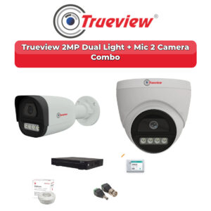 Trueview 2 Camera 2MP HD CCTV Combo Kit | Dual Light + Mic | 4CH XVR / DVR | 500GB HDD