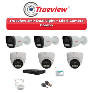Trueview 6 Camera 2MP HD CCTV Combo Kit | Dual Light + Mic | 8CH XVR / DVR | 500GB HDD