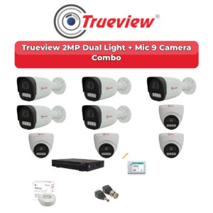 Trueview 9 Camera 2MP HD CCTV Combo Kit | Dual Light + Mic | 16CH XVR / DVR | 2TB HDD