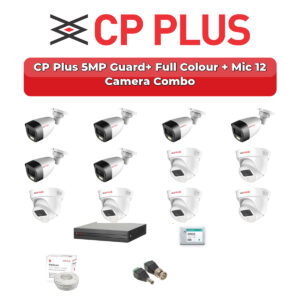 CP Plus 12 Camera 5MP HD CCTV Combo Kit | Guard+ Full Colour + Mic | 16CH XVR / DVR | 2TB HDD