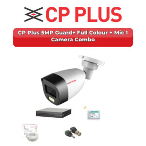 CP Plus 1 Camera 5MP HD CCTV Combo Kit | Guard+ Full Colour + Mic | 4CH XVR / DVR | 500GB HDD
