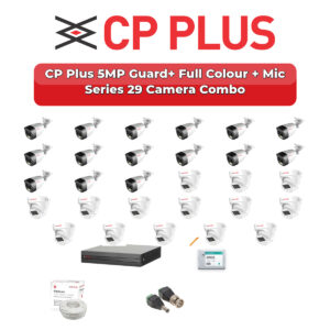 CP Plus 29 Camera 5MP HD CCTV Combo Kit | Guard+ Full Colour + Mic | 32CH XVR / DVR | 2×6TB HDD
