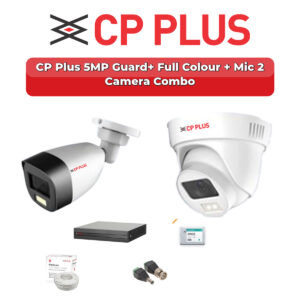 CP Plus 2 Camera 5MP HD CCTV Combo Kit | Guard+ Full Colour + Mic | 4CH XVR / DVR | 500GB HDD
