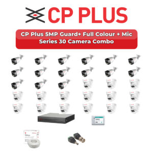 CP Plus 30 Camera 5MP HD CCTV Combo Kit | Guard+ Full Colour + Mic | 32CH XVR / DVR | 2×6TB HDD