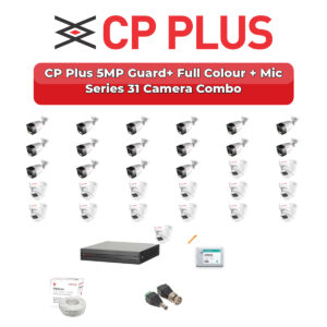 CP Plus 31 Camera 5MP HD CCTV Combo Kit | Guard+ Full Colour + Mic | 32CH XVR / DVR | 2×6TB HDD